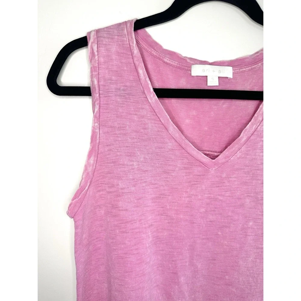 Eri + Ali Anthropologie Pink Eyelet Lace Back Tank Top Small Cotton V-Neck Boho - Picture 3 of 12